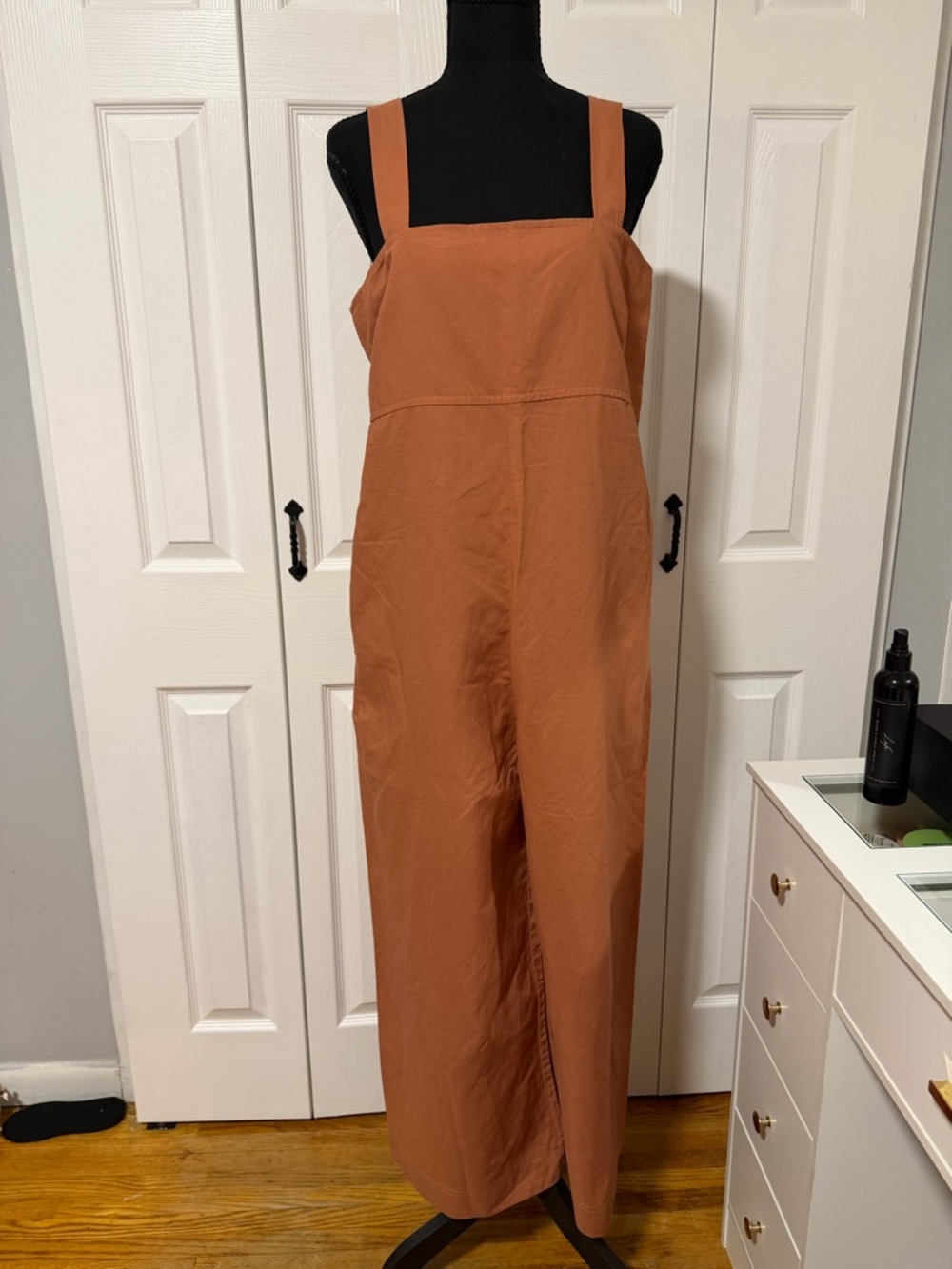 Uniqlo Rust Brown Square Neck Wide-Leg Jumpsuit